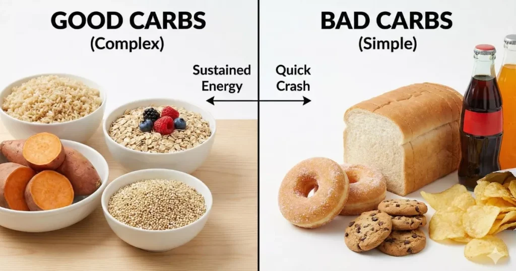 Comparison between good carbs and bad carbs for beginners